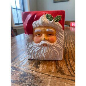 Vintage Santa Claus Christmas Ceramic in Shape of Gift Bag Tote 3.5 x 3. x 4.5"